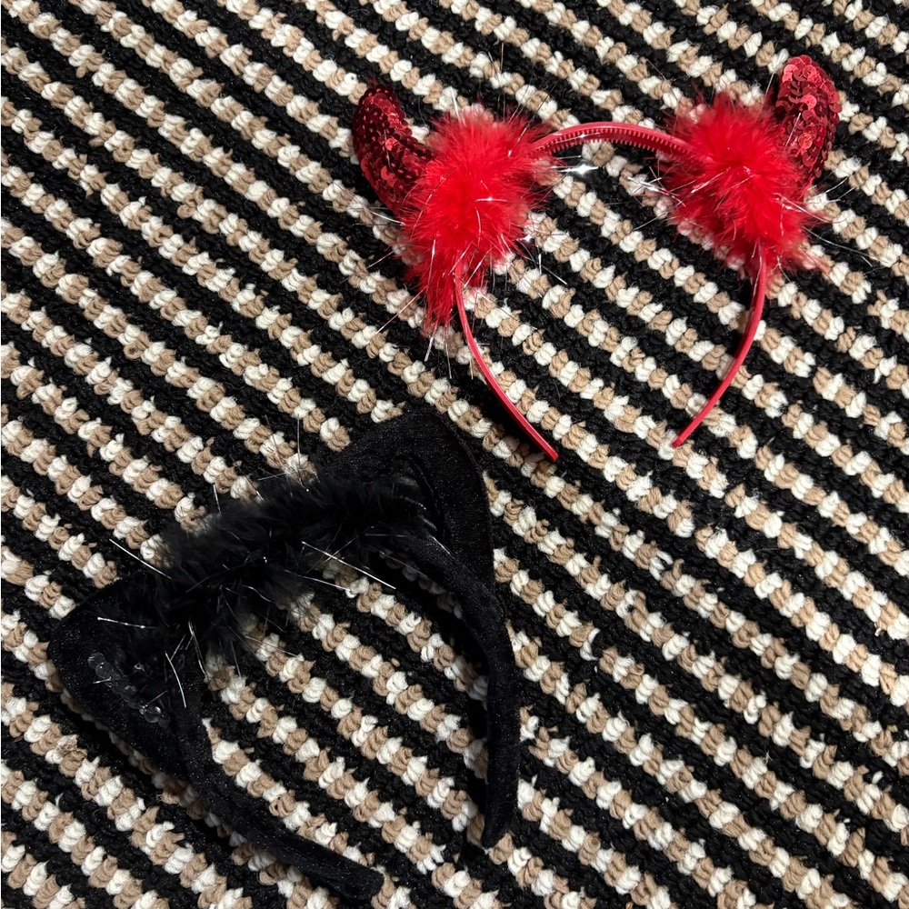 Red and Black Devil Horn Headbands